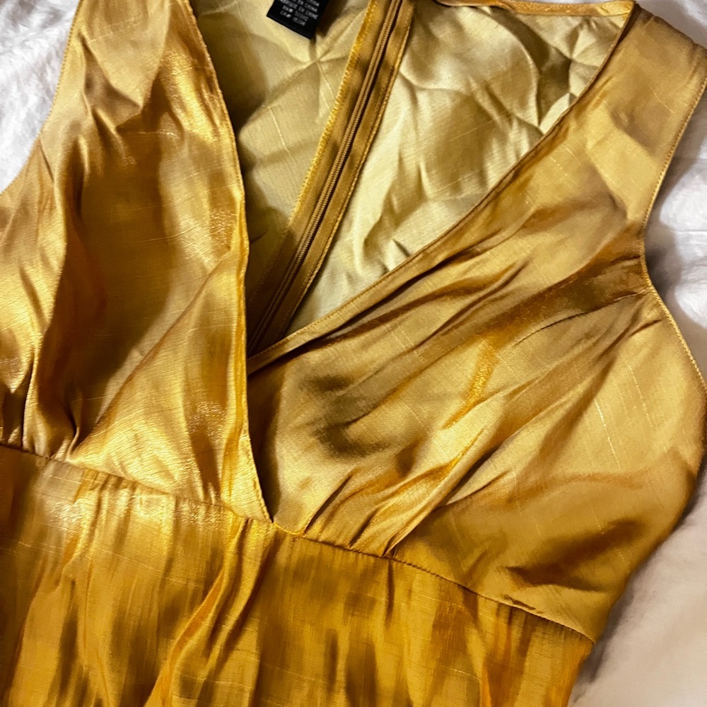 Kenneth Cole Gold V-Neck Dress